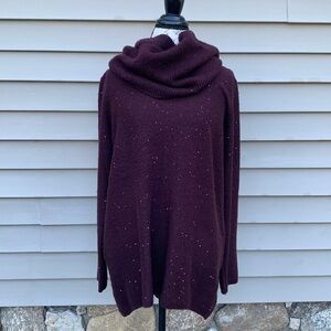 Apt. 9 Sequined Tunic Sweater w/ Removable Cowlneck - Mulberry
